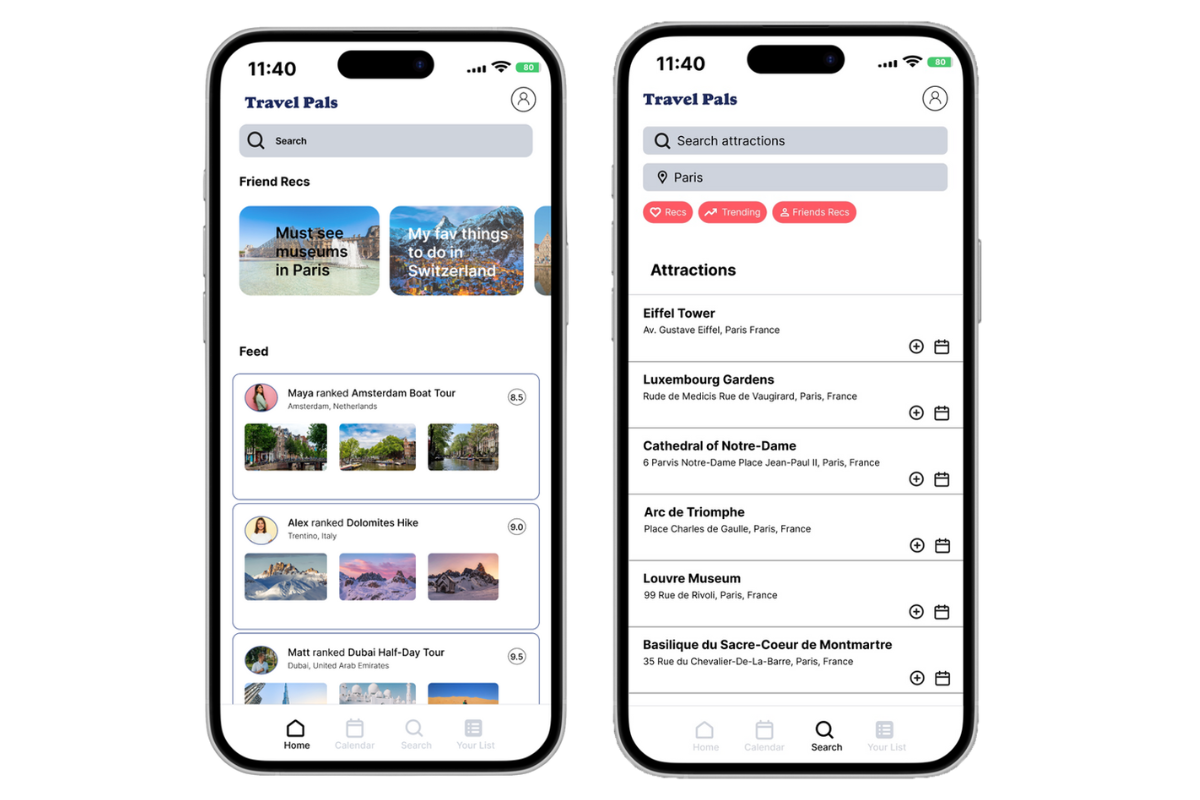 Home and Search Screens